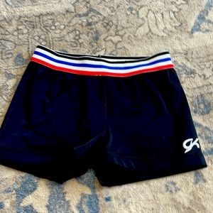gymnastic shorts red white and blue and black